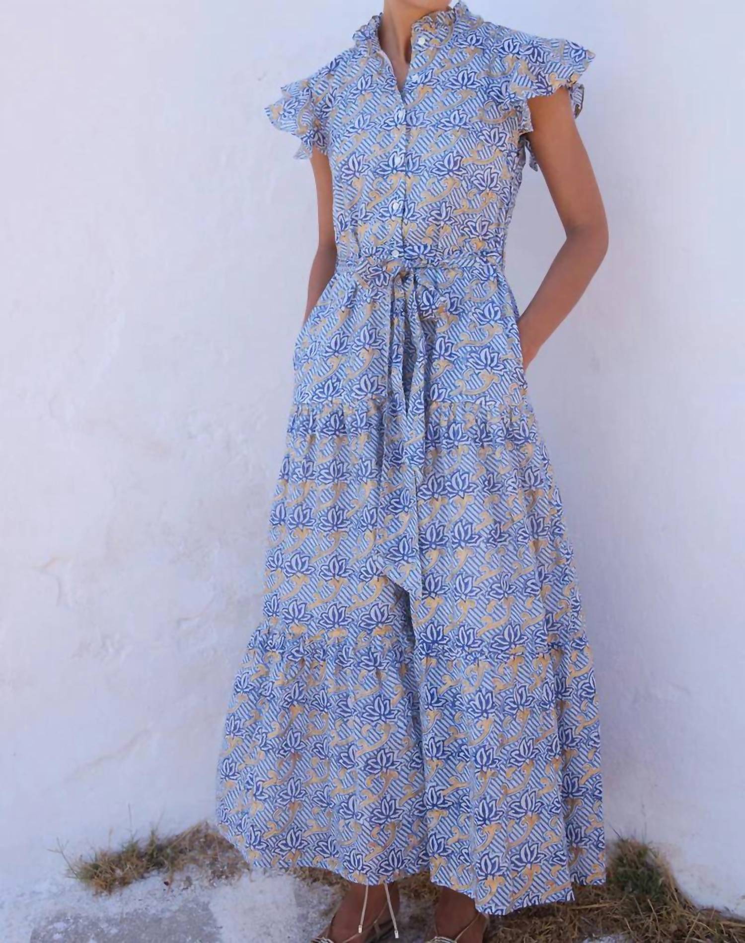 Oliphant - Ruffle Collar Button Maxi Dress