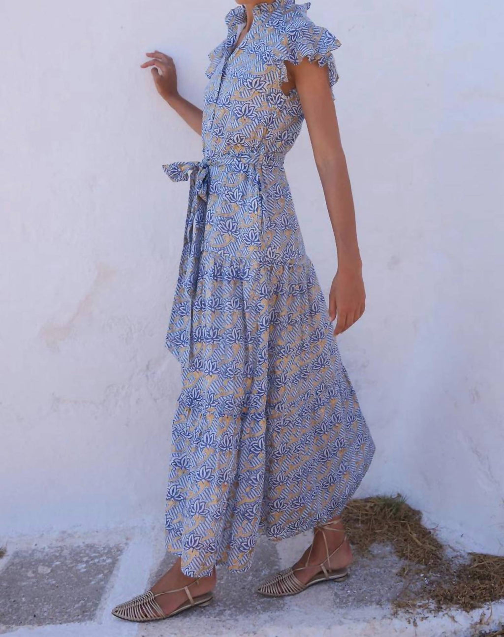 Oliphant - Ruffle Collar Button Maxi Dress